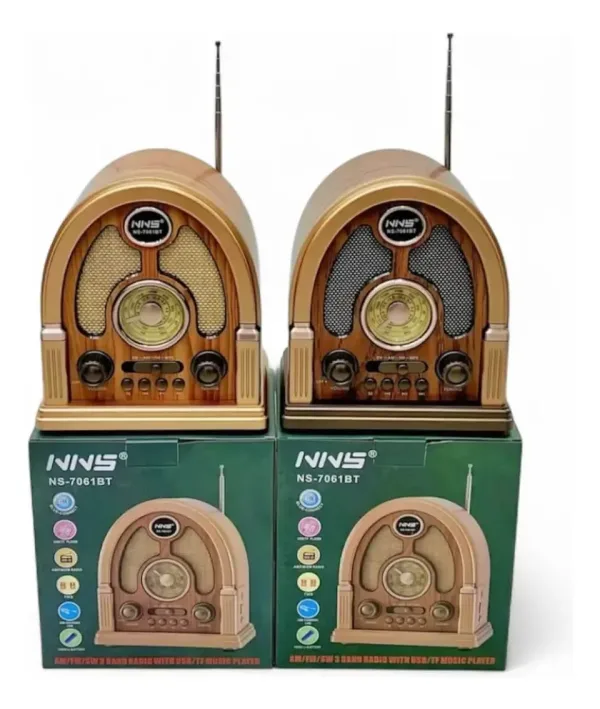 Тривълново винтидж радио AM/FM/SM с BT и вход за USB/ -TF карта NNS 7061Bt — снимка 2