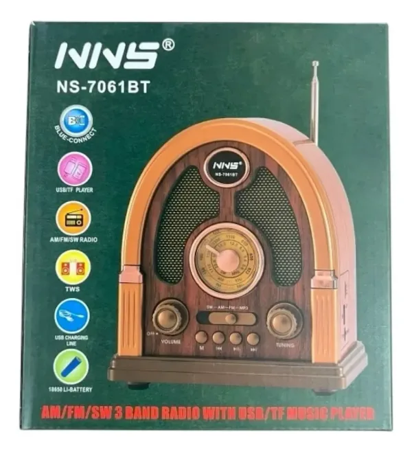 Тривълново винтидж радио AM/FM/SM с BT и вход за USB/ -TF карта NNS 7061Bt — снимка 7