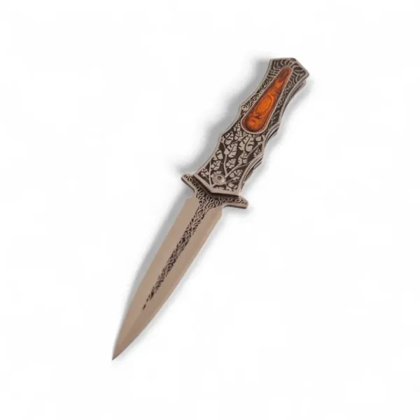 Сгъваем нож с гравирана дръжка и острие тип кама 95x230 — снимка 5