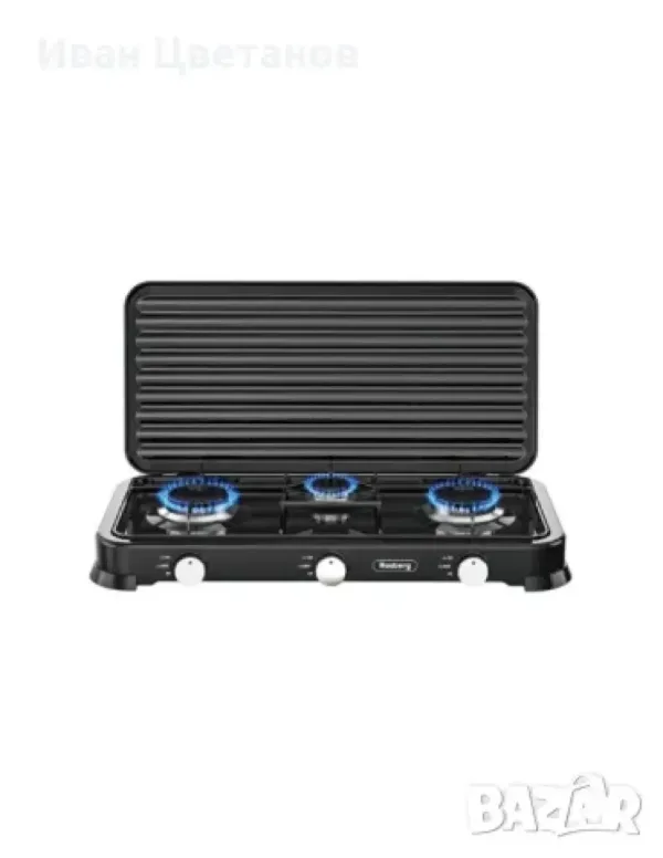 Троен газов котлон газов с капак Rosberg, 30mbar 2x2.2kWh+1x1kWh — снимка 2