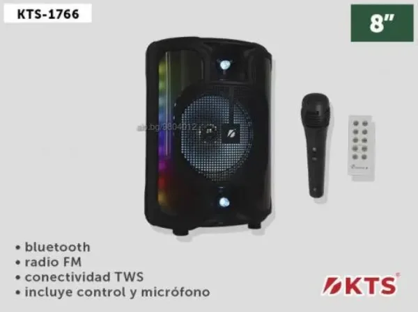 Караоке тонколона с Bluetooth KTS-1766 8’’ и микрофон — снимка 3