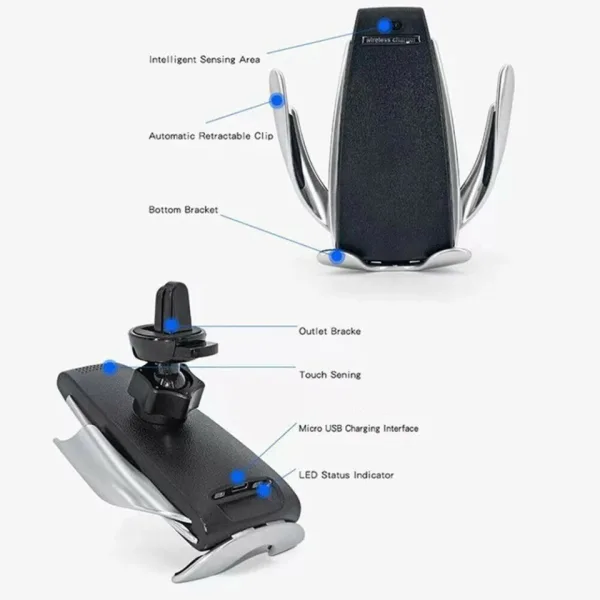 Безкабелно автомобилно телефонно зарядно SMART SENSOR S5 - Qi — снимка 6