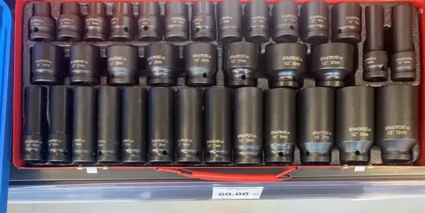 Комплект Ударни Вложки 1/2″ KraftRoyal 35 Части – стандартни + дълбоки вложки от 8 до 32 мм. — снимка 5