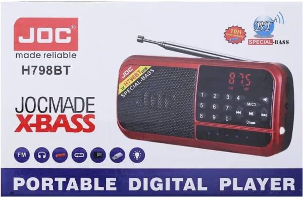 Преносимо радио JOC H798BT USB, SD карта, Акумулаторна батерия — снимка 2