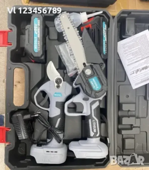 овощарски акумулаторни ножица и трион WEGGLE 36V, 8Ah+удължителен прът — снимка 6