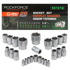 Комплект вложки 25 части 1/4″&1/2″ (4-32mm) ROCKFORCE