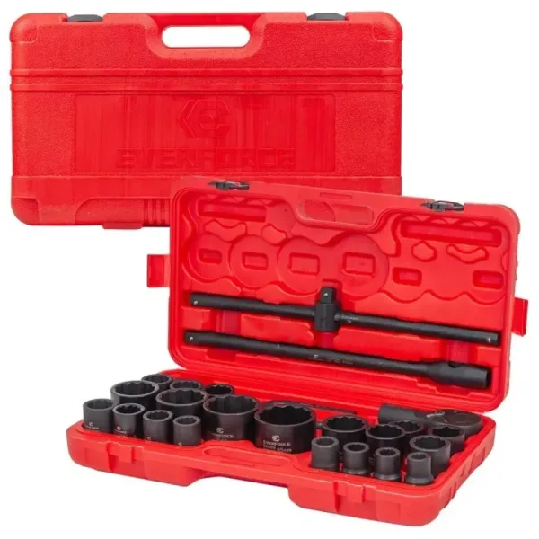 Ударно гедоре комплект EVERFORCE 26 части 12-стен (3/4″-1″, 17-65 mm) — снимка 2