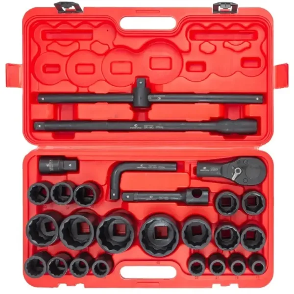 Ударно гедоре комплект EVERFORCE 26 части 12-стен (3/4″-1″, 17-65 mm) — снимка 3