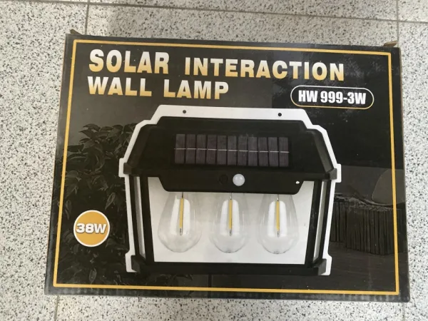 Тройна соларна лампа Solar за стена със сензор и 3 режима — снимка 2