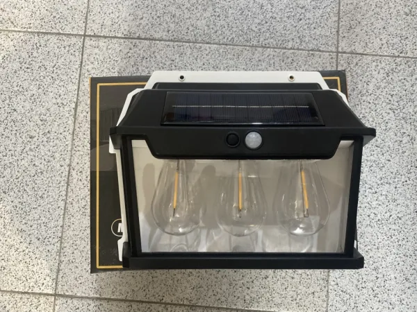 Тройна соларна лампа Solar за стена със сензор и 3 режима — снимка 4