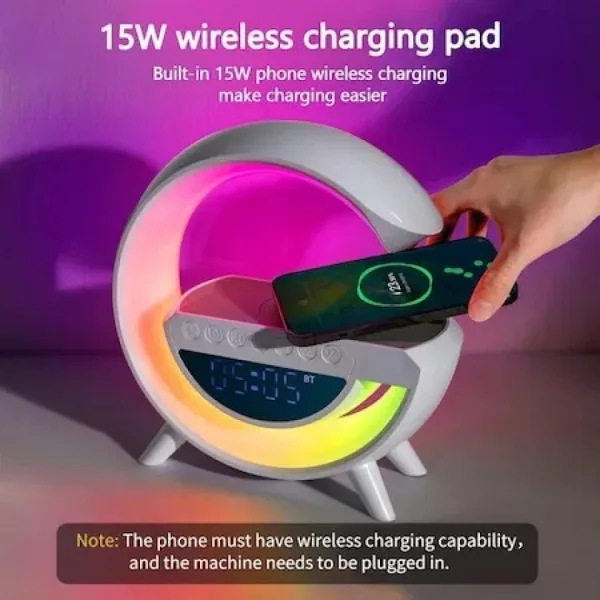 LED интелигентна лампа с безжично зарядно устройство 15 W, Bluetooth — снимка 4