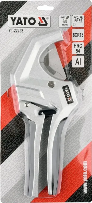 Ножица за PVC тръби YATO V-cut, Ф 64 мм