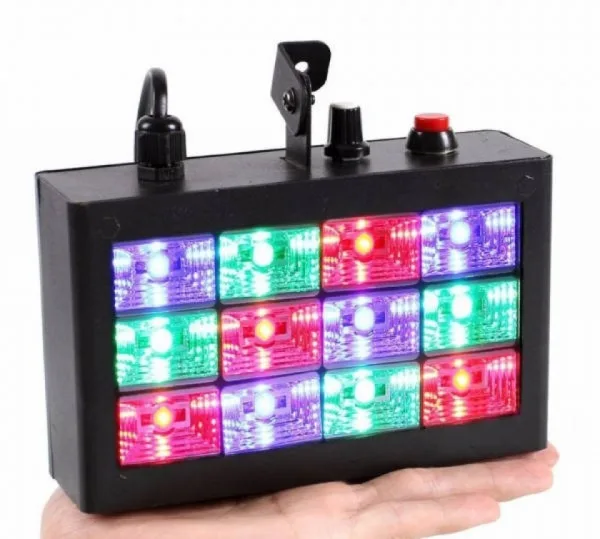 Цветна RGB Блиц LED room Strobe 12, стробоскоп диско лампа — снимка 2