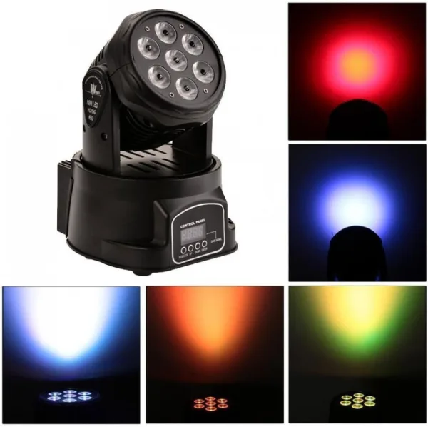 Диско прожектор 7 led mini moving head лед с въртяща се глава — снимка 5