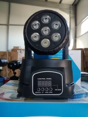 Диско прожектор 7 led mini moving head лед с въртяща се глава