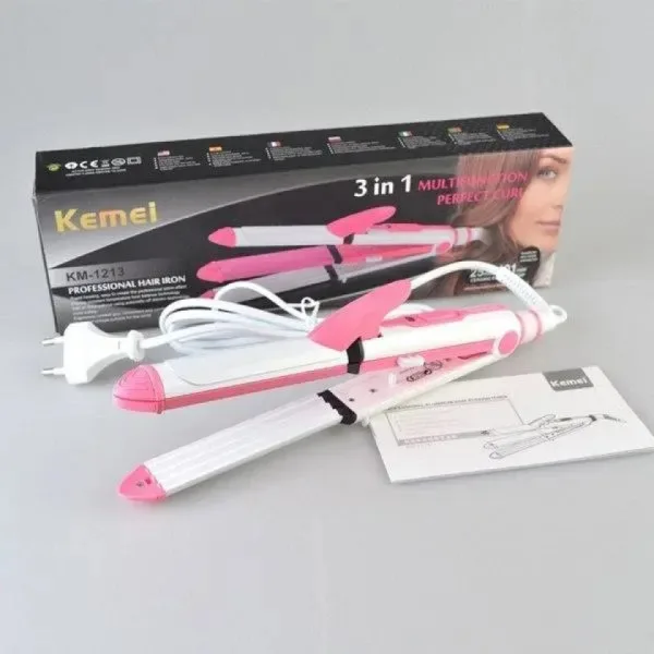 Комбинирана преса за коса KEMEI 3в1 КМ-1213 — снимка 3