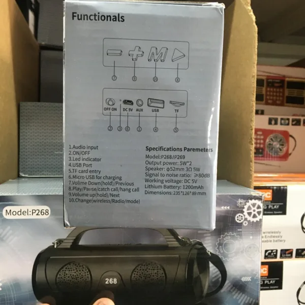 Преносима безжична BT колонка P269 USB/TFT/FM — снимка 4
