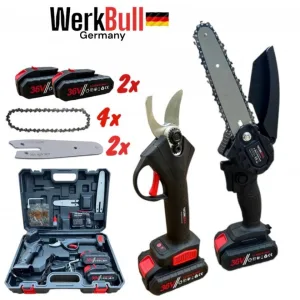 2 В 1 Акумулаторни ножица+трион за клони 36V 8AH WERKBULL