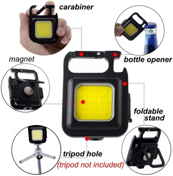 Водоустойчив COB LED фенер-ключодържател отварачка — снимка 2
