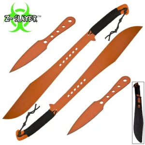 Мачете масивно голямо Zombie Apocalypse killer Orange к-кт 4 остриета