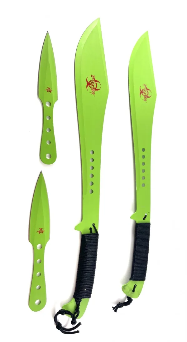 Мачете масивно голямо Zombie Apocalypse killer Green к-кт 4 бр остриета — снимка 2