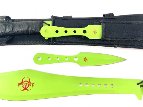 Мачете масивно голямо Zombie Apocalypse killer Green к-кт 4 бр остриета — снимка 4
