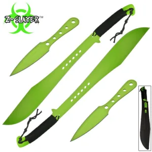 Мачете масивно голямо Zombie Apocalypse killer Green к-кт 4 бр остриета