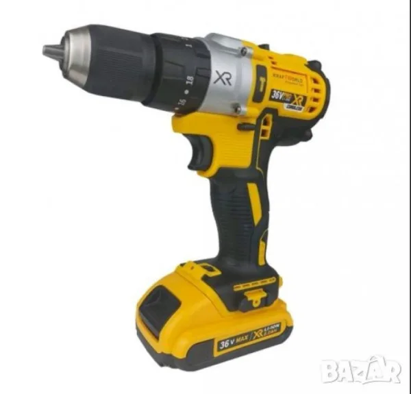 Ударен винтоверт KraftWorld XR батерии 36V 8ah Бормашина + инструменти 30 — снимка 2