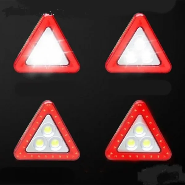 Авариен, Соларен Триъгълник с 3 бр. COB LED и червени диоди — снимка 2
