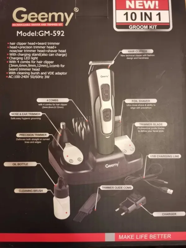 Машинка за подстригване/Тример Geemy GM-592, 10 — снимка 2