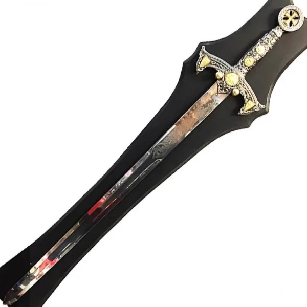 кръстоносен меч SILVER & GOLD 0501 с поставка за стена — снимка 3