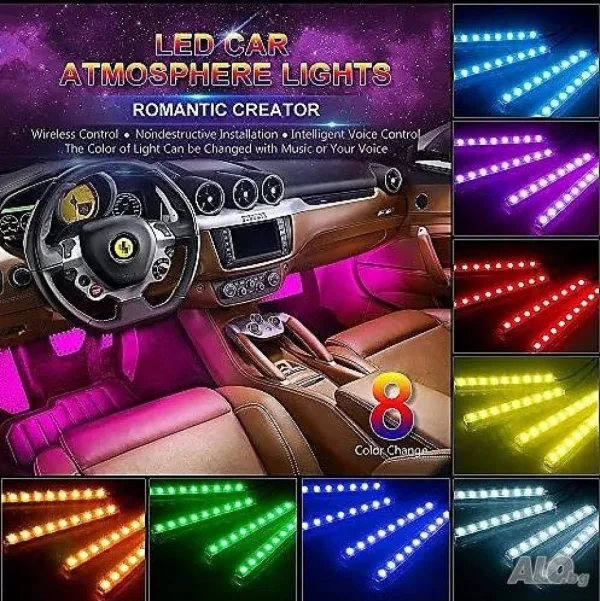 LED Ленти за вътрешно и външно осветление на кола RGB с дистанционно — снимка 4