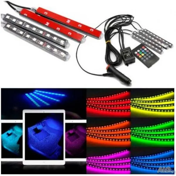 LED Ленти за вътрешно и външно осветление на кола RGB с дистанционно — снимка 7