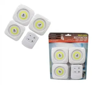 Комплект 3 COB LED димиращи лампи с дистанционно и таймер