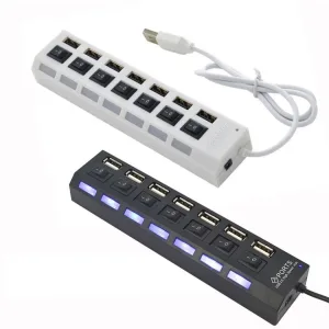 USB HUB 7-портов, с индивидуални ключета и светодиоди