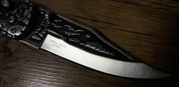 Руски сгъваем джобен нож с калъф”Беркут"/Орел/ сталь 65х13 — снимка 6