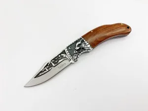 Руски сгъваем джобен нож с калъф”Тайга”/Вълк/ сталь 65х13