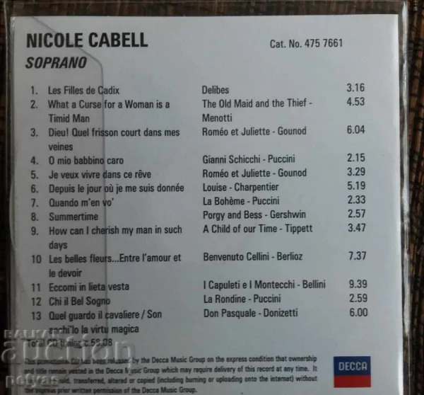 СД- Nicole Cabell - Soprano - CD — снимка 2