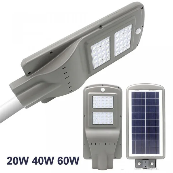 Соларна лампа 20W,40W,60W LED с датчик и дистанционно — снимка 5