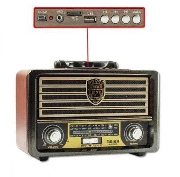 Ретро( Винтидж)Радио Meier M-111BT FM, Bluetooth USB SD AUX — снимка 2