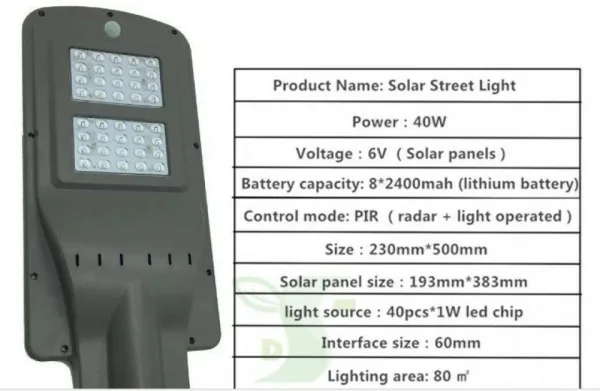 Соларна лампа 40W с pir датчик за движение, IP65 + дистанционно — снимка 2