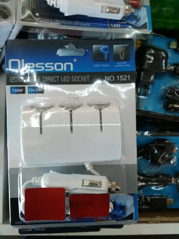 Мощен 120 W разклонител - сплитер за запалка 3 в1 + 2 USB OLESSON — снимка 3