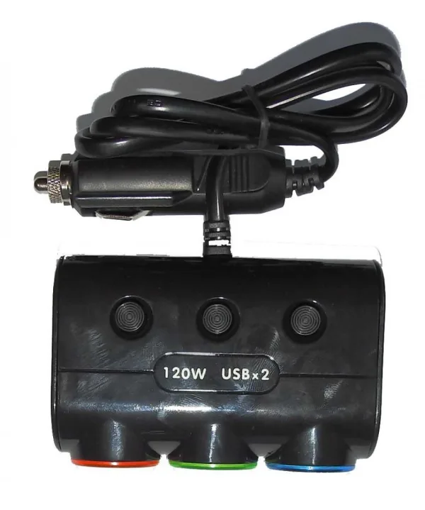 Мощен 120 W разклонител - сплитер за запалка 3 в1 + 2 USB OLESSON — снимка 7