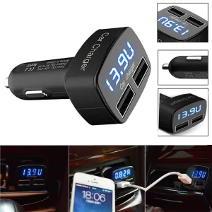Волтметър - Термометър за кола  и USB charger, 3 in 1
