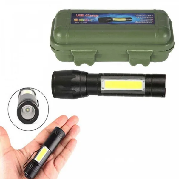 Акумулаторен USB мини фенер, CREE, COB LED светлина, зуум, — снимка 7