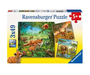 Ravensburger - Пъзел 3х49 ел. - Животните на земята