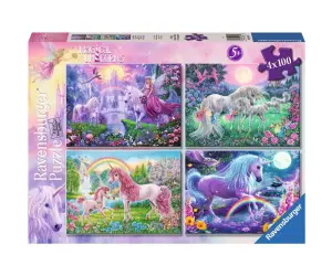 Ravensburger - Пъзел 4х100 ел. - Магически еднорози