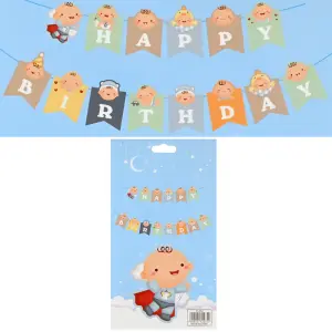 Парти надпис Happy Birthday за бебе момче