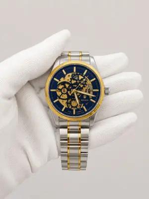 Мъжки Rolex Skeleton Automatic Blue / Gold Two-Tone #179