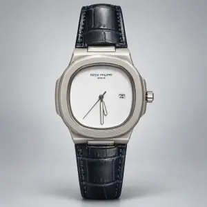 Мъжки Patek Philippe Nautilus White Dial Blue Leather #352